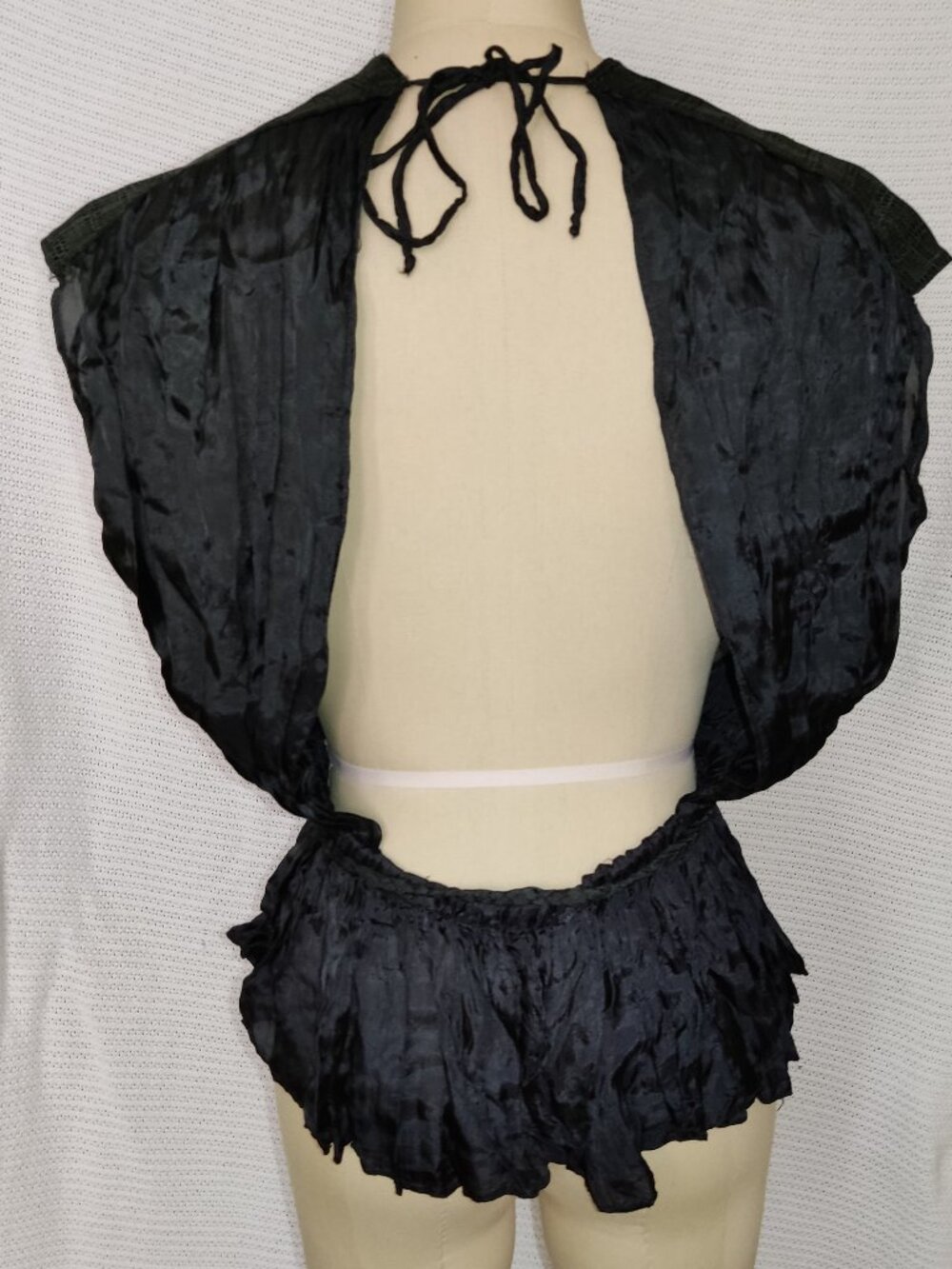 Vintage Black Plunging V-Neck Open Back Top